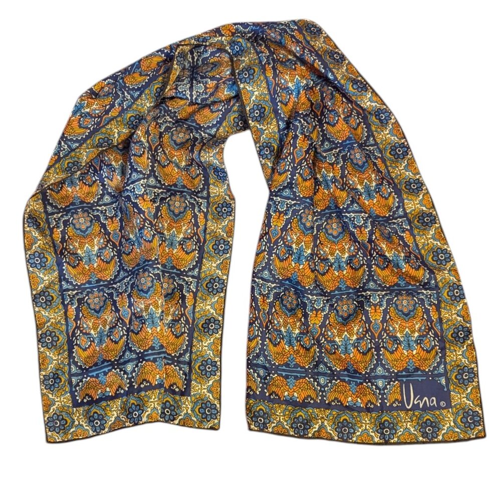 Vintage Vera Scarf Long Ornate MCM Floral Rectangle Vera Neumann 60's 70's